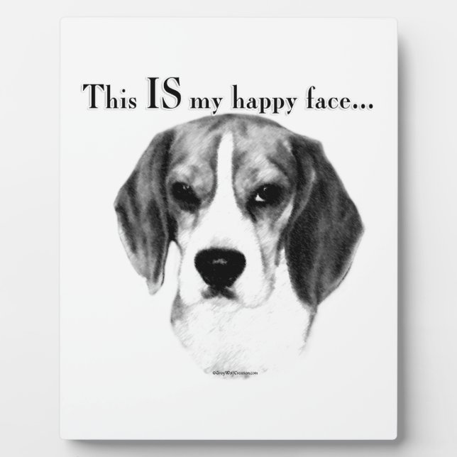 Beagle Happy Face; Happy Beagle; Grumpy Beagle Plaque (Front)