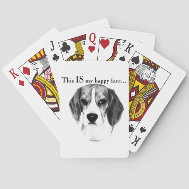 Beagle Happy Face; Happy Beagle; Grumpy Beagle Playing Cards (Back)