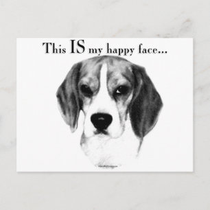Beagle Happy Face; Happy Beagle; Grumpy Beagle Postcard