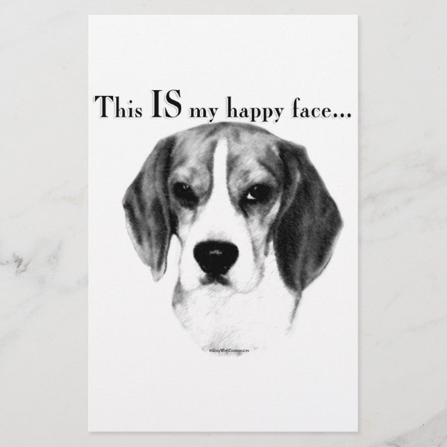 Beagle Happy Face; Happy Beagle; Grumpy Beagle Stationery (Front)