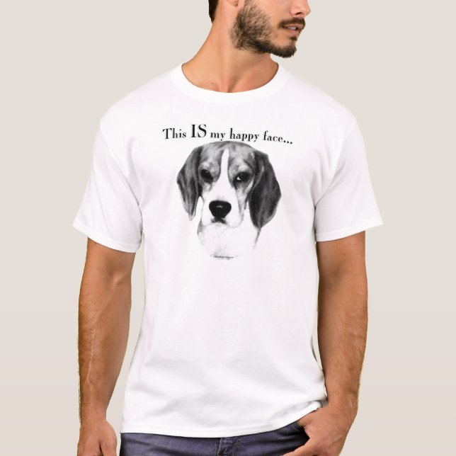 Beagle Happy Face; Happy Beagle; Grumpy Beagle T-Shirt (Front)
