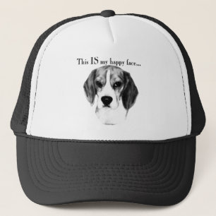 Beagle Happy Face; Happy Beagle; Grumpy Beagle Trucker Hat