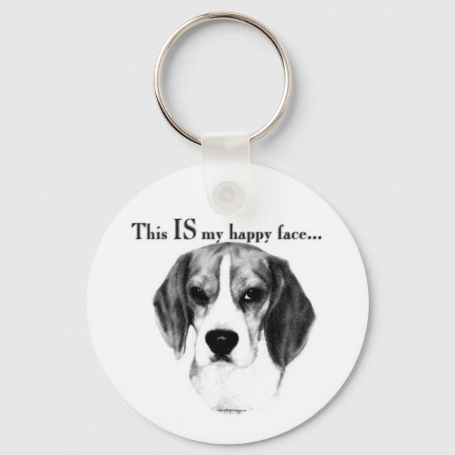 Beagle Happy Face Key Ring (Front)
