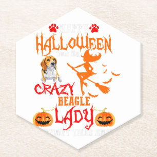 Beagle Happy Halloween Crazy Beagle Lady Paper Coaster