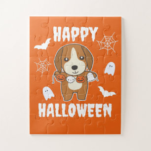 Beagle Happy Halloween Dog Costume Jigsaw Puzzle