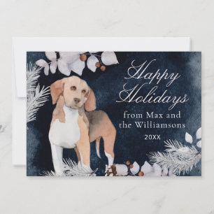 Beagle Happy Holidays Custom Watercolor Holiday Card