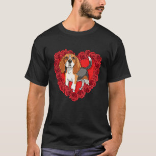 Beagle Heart Roses Valentine Day Dog Mum T-Shirt