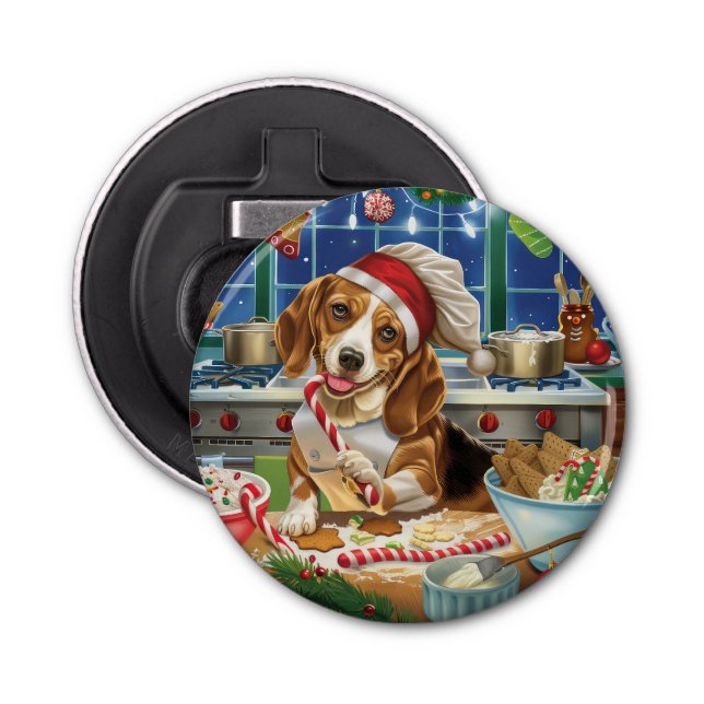 Beagle Holiday Baking: Festive Christmas Bottle Opener (Front)