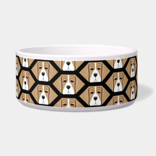 Beagle Honeycomb Pattern Dog Dish