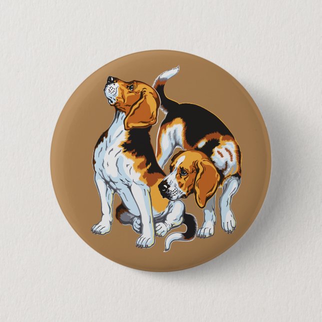 beagle hound 6 cm round badge (Front)