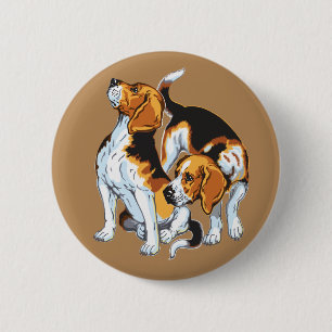 beagle hound 6 cm round badge