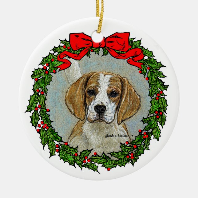 Beagle Hound Art Ceramic Ornament (Front)
