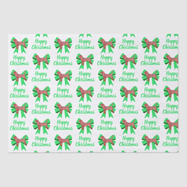 Beagle Hound Christmas Dog & Bow White Tissue Paper (Front)