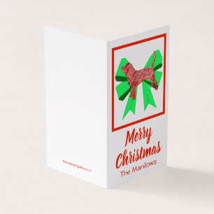 Beagle Hound Christmas Dog & Green Bow Gift Tag