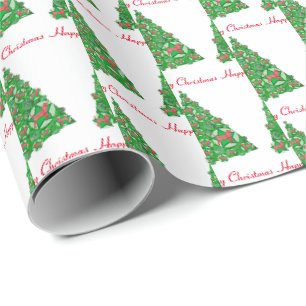 Beagle Hound Dog Christmas Tree Holiday White Wrapping Paper