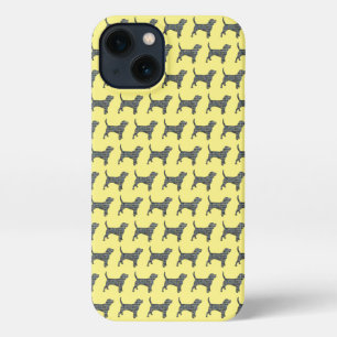 Beagle Hound Dog Cute Silhouette Grid Yellow iPhone 13 Case