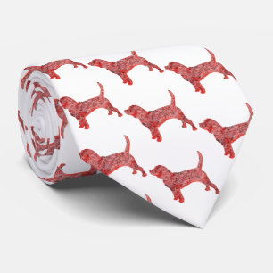 Beagle Hound Dog Cute Silhouette Red Neck Tie