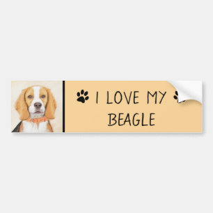 Beagle Hound Dog Painting Original Animal Art Bumper Sticker