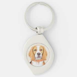 Beagle Hound Dog Painting Original Animal Art Key Ring
