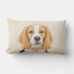 Beagle Hound Dog Painting Original Animal Art Lumbar Cushion