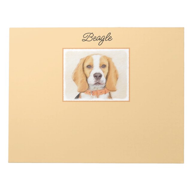 Beagle Hound Dog Painting Original Animal Art Notepad (Front)