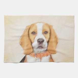 Beagle Hound Dog Painting Original Animal Art Tea Towel