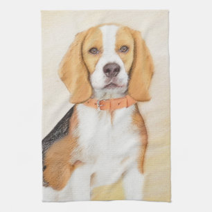 Beagle Hound Dog Painting Original Animal Art Tea Towel