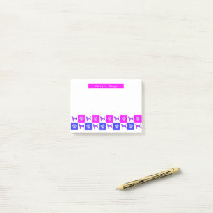 Beagle Hound Dog & Paw Hot Pink & Blue Post-it Notes