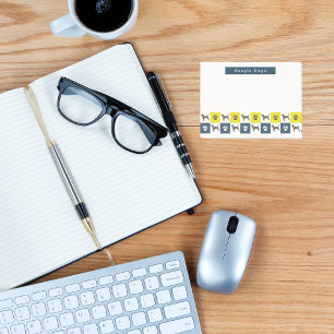 Beagle Hound Dog & Paw Yellow & Blue Grid Post-it Notes