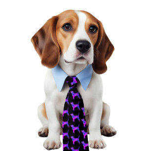 Beagle Hound Dog Pink & Blue Silhouette Black Tie 