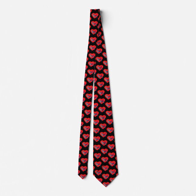 Beagle Hound Dog Red Valentine’s Day Tie (Back)