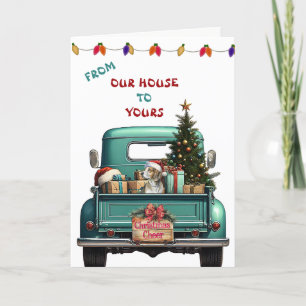 Beagle Hound Dog Retro Farm Truck Christmas Card