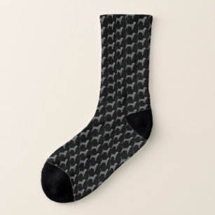 Beagle Hound Dog Silhouette Grid Cute Black Socks