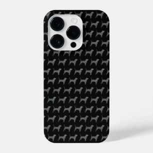 Beagle Hound Dog Silhouette Yellow Black Grid iPhone 14 Pro Case