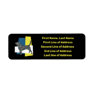 Beagle Hound Dog Yellow&Blue Grid TriColor Address Return Address Label