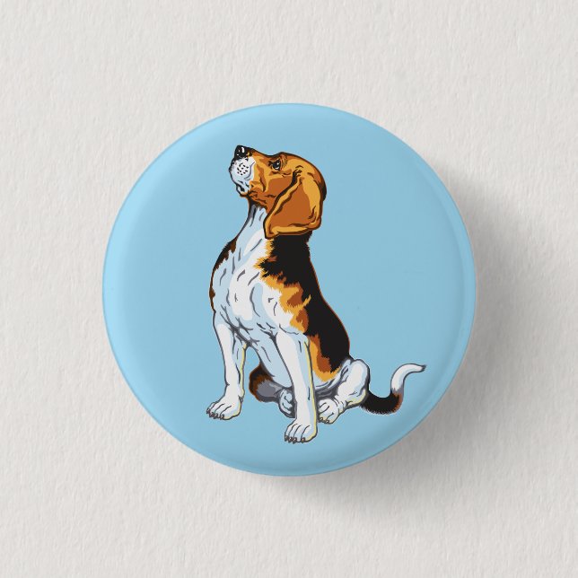beagle hound keychain 3 cm round badge (Front)