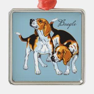 beagle hound metal ornament