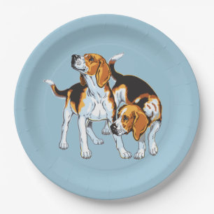 beagle hound paper plate