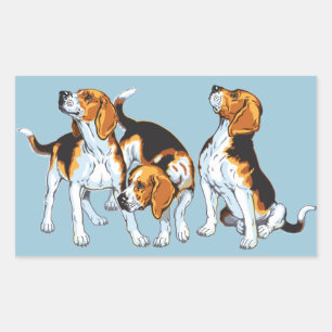 beagle hound rectangular sticker