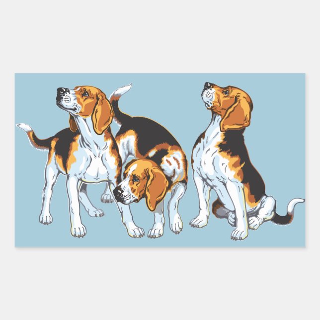 beagle hound rectangular sticker (Front)