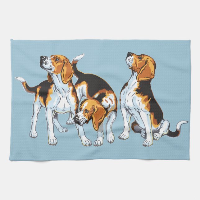 beagle hound tea towel (Horizontal)