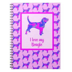 Beagle Hounds Dog Lover Pink & Blue Silhouette Notebook