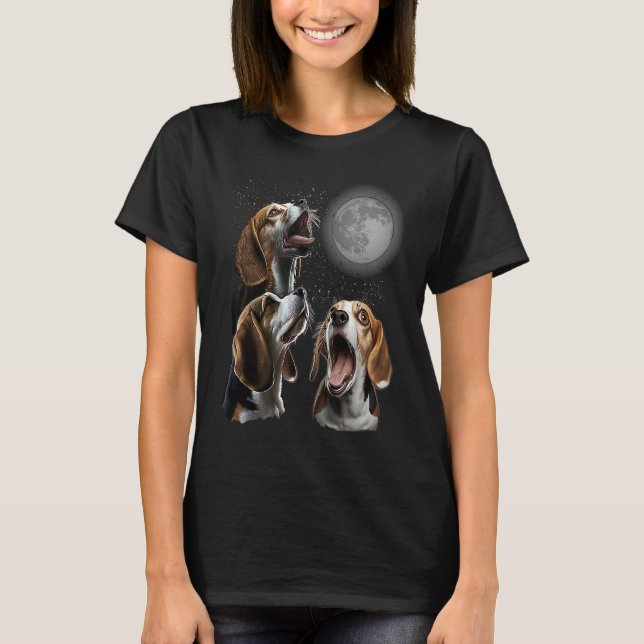 Beagle Howling At Moon for Mom & Dad T-Shirt (Front)