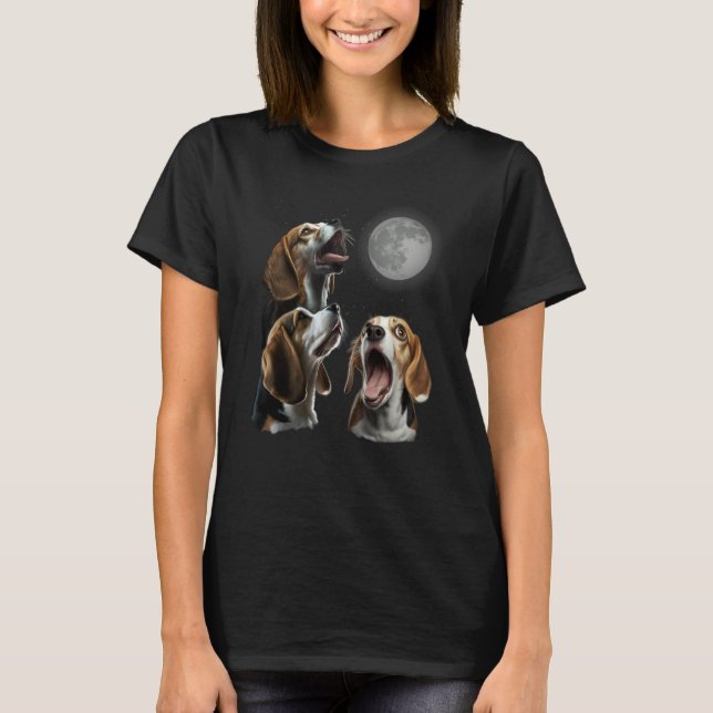 Beagle Howling At Moon for Mum & Dad T-Shirt (Front)