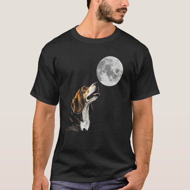 Beagle Howling at the Moon  Beagle Mom T-Shirt (Front)