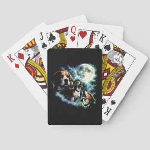 Beagle Howling at the Moon – Hunting Dog Night Playing Cards