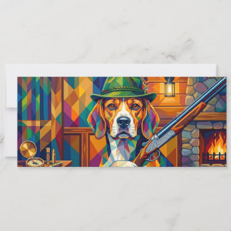 Beagle Hunter Pop Art – Modern Hunting Dog Invitation
