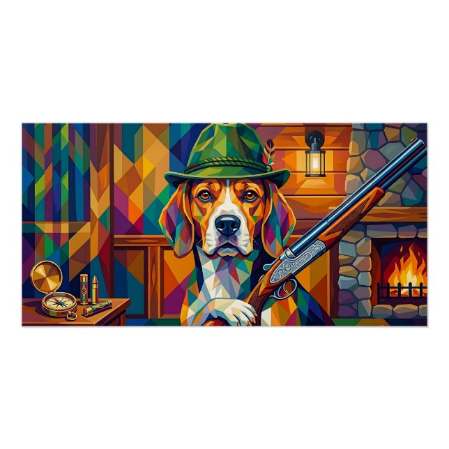 Beagle Hunter Pop Art – Modern Hunting Dog Poster (Front)