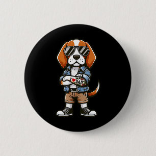 Beagle I Love Dad Funny Dog Tattoo  6 Cm Round Badge