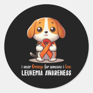 Beagle I Wear Orange For Someone I Love Leukaemia Classic Round Sticker